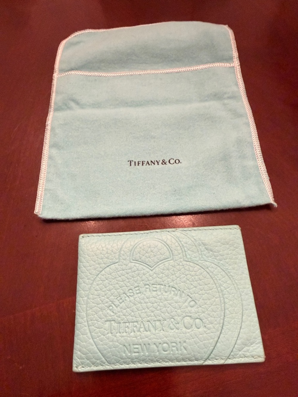Tiffany & Co. Tiffany Blue Leather Card Wallet with Dust Pouch